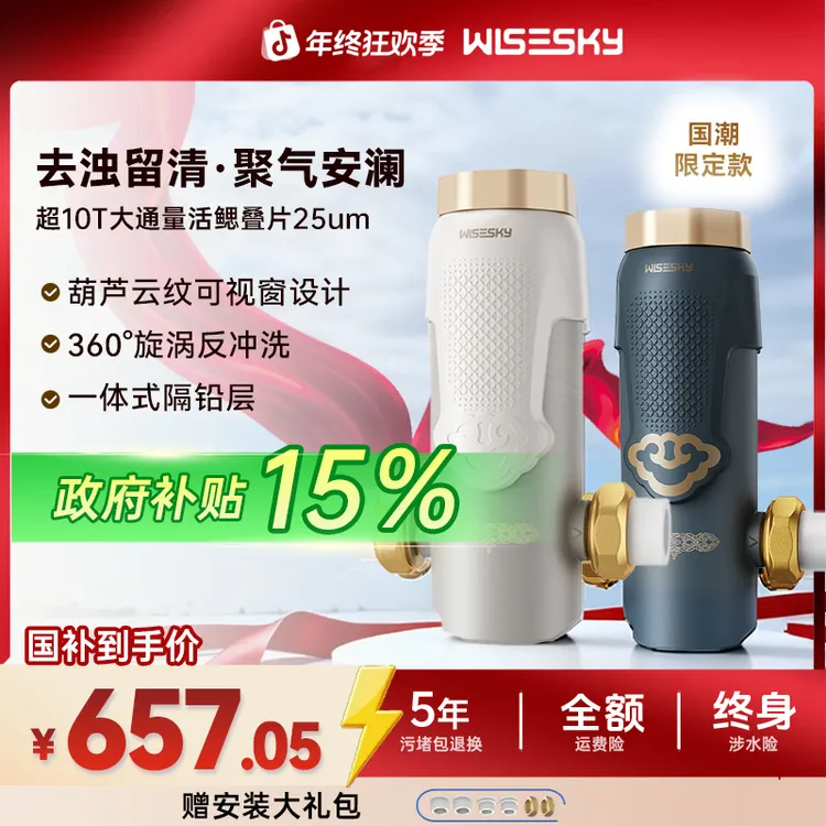【国潮限定】Wisesky韦思卡尔前置过滤器大通量新房装修去浊留清
