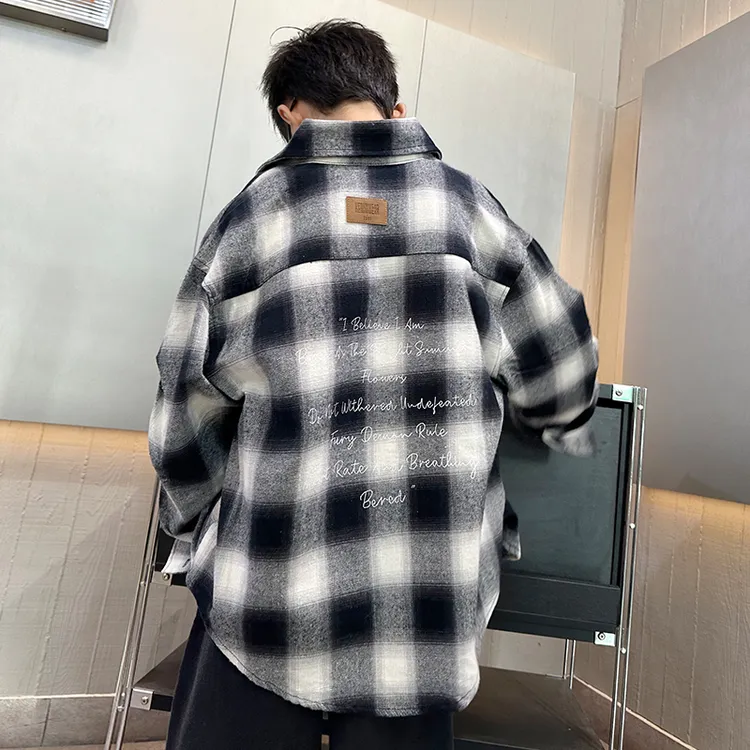 【实体品质】男童格子衬衫春秋季2025新款大童外穿上衣韩版洋气酷潮