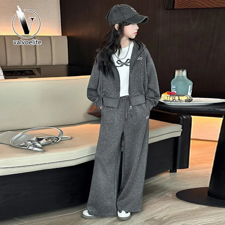 VALVOELITE女童套装秋2025新款洋派时髦潮炸街运动开衫外套两件套