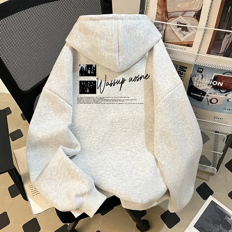 WASSUP UOSNE重磅廓形连帽卫衣男秋季款hiphop潮流硬挺百搭上衣服