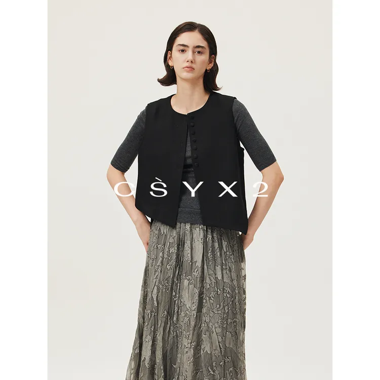 CsyX2-2025S/S早秋新款气质百搭“北海道”少女感时尚马甲CZ5CJ003
