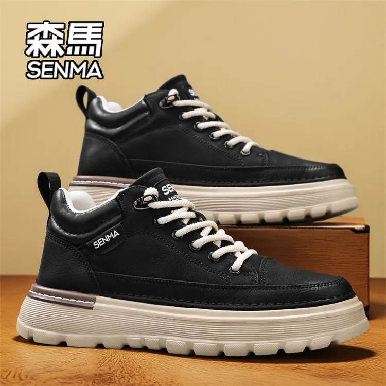 SENMA/森马男鞋冬季百搭时尚复古运动板鞋男士休闲厚底增高工装鞋