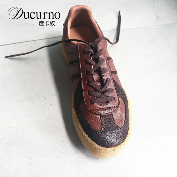 炒软舒适透气！无内里轻薄设计！帅气做旧擦色头层牛皮德训鞋男鞋
