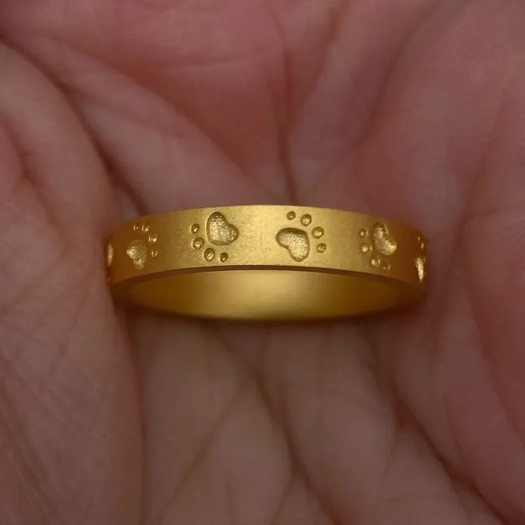 卡柒 铜合金戒指 金色可爱猫爪素圈戒指时尚小众高级感精致食指戒