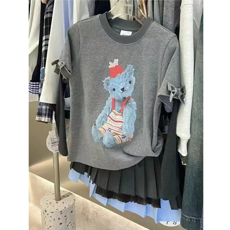 【磨毛】韩版女童装儿童中大童秋季加厚洋气假两件卫衣外套T恤