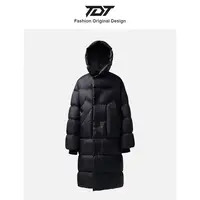 「TDT」霍尔多巴吉鹅绒服女巫师帽长款过膝保暖御寒羽绒服Y2118