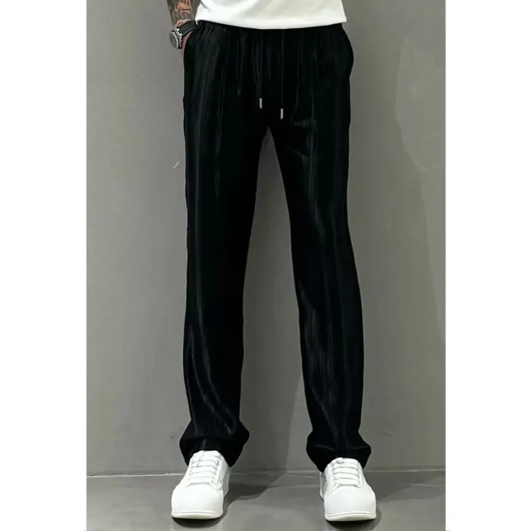 路茨梅帕夏季薄醋酸条纹垂感休闲裤男高级感时尚舒适百搭直筒长裤