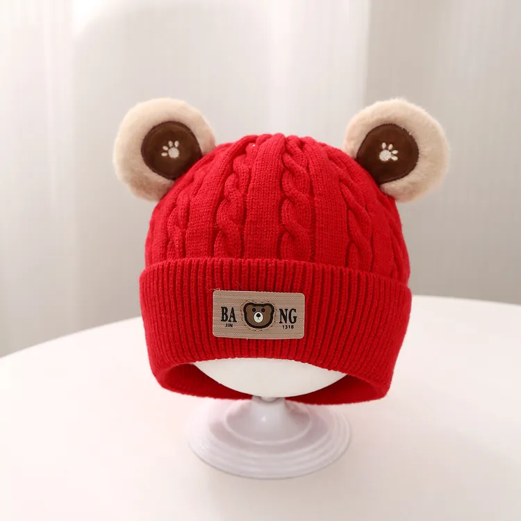 婴儿帽子秋冬季可爱超萌针织帽婴幼儿男女宝宝防风护耳毛线帽新款