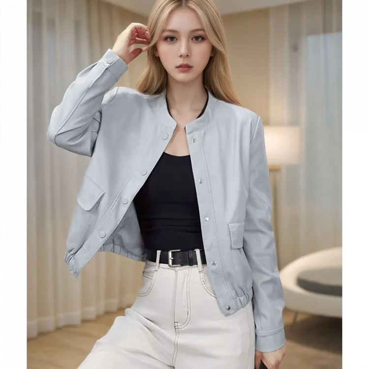 爆皮换新软皮衣机车皮衣女2025春季新款小个子复古立领夹克衫外套