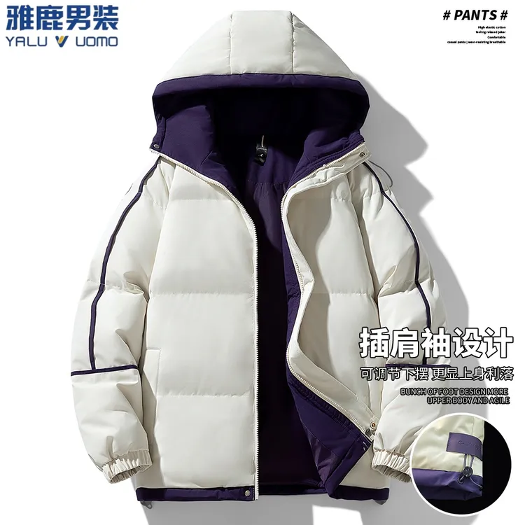 雅鹿男装冬季休闲棉服情侣加厚保暖运动棉衣运动连帽外套男女