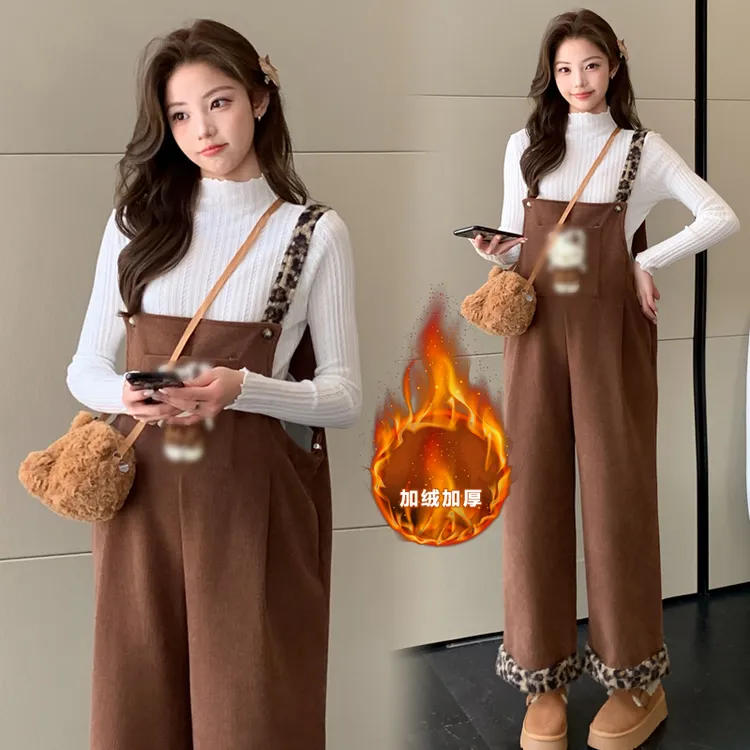 孕妇背带裤冬季加绒加厚2025新款爆款时尚减龄连体裤显瘦外穿长裤