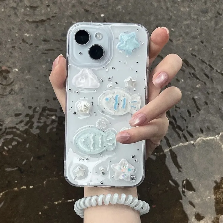 海洋小鱼薄荷适用OPPOreno1411/9手机壳A57/A58/A2PR新款滴胶K9S