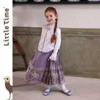 littletime女童汉服套装2025新款新中式国风毛衣马甲马面裙套装
