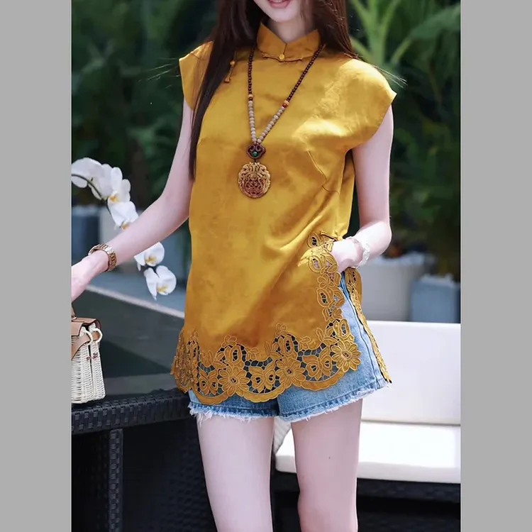 新中式国风女装盘扣上衣2025夏季新款高级感复古洋气衣服镂空衬衫