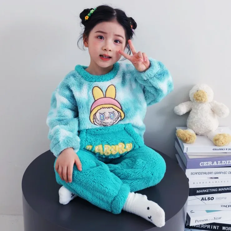 儿童睡衣女童秋冬季2025新款法兰绒女孩初中学生珊瑚绒家居服套装