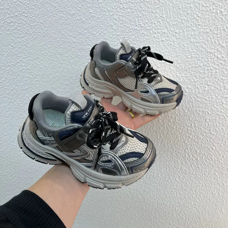 【新疆包邮32-37码】2526春季新款双网男童女童老爹鞋百搭透气软底