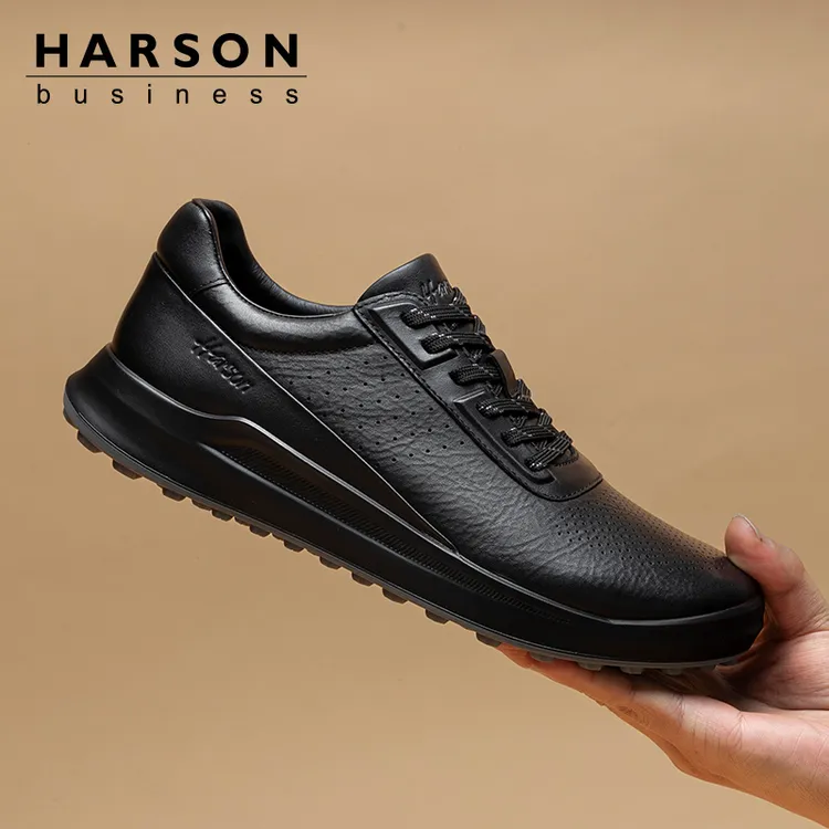 Harson哈森男士软底软面春秋轻便舒适透气真皮头层小牛皮休闲男鞋