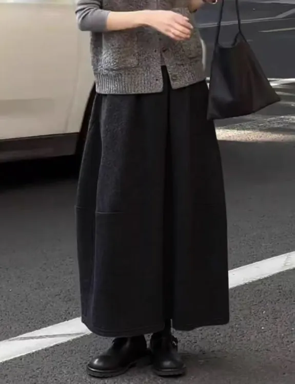 【毛呢花苞裙】2025秋冬显瘦高腰宽松常规中长款ins韩版花苞裙