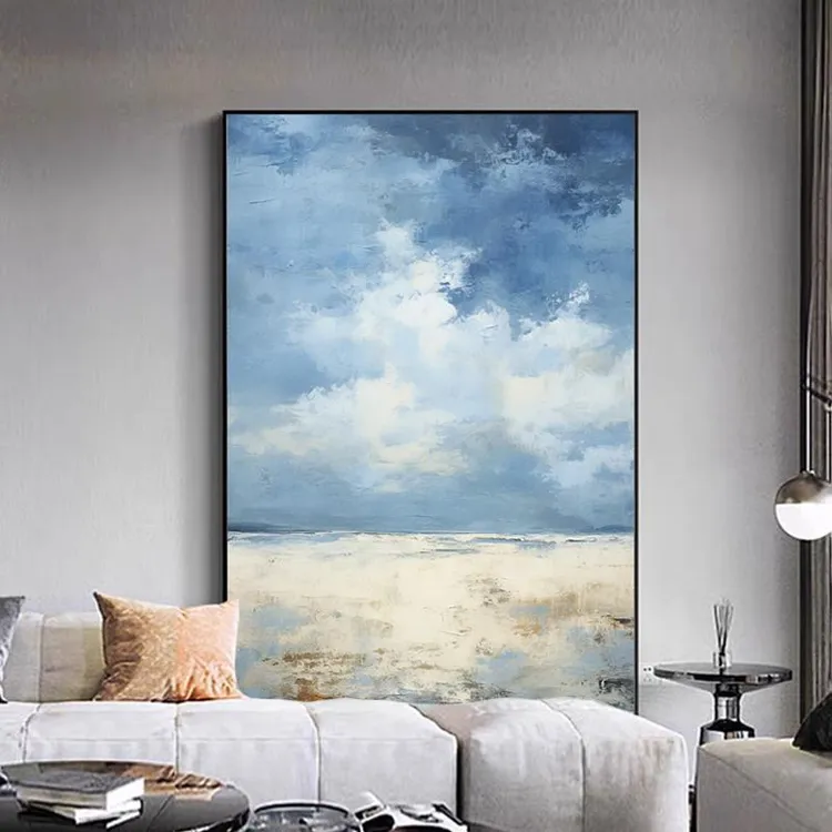达人油画天空北欧客厅挂画肌理画沙发背景墙落地画抽象玄关装饰画