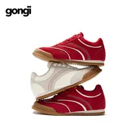 GONGJI红色德训鞋女2025秋季新款内增高方头薄底多巴胺鞋子DR