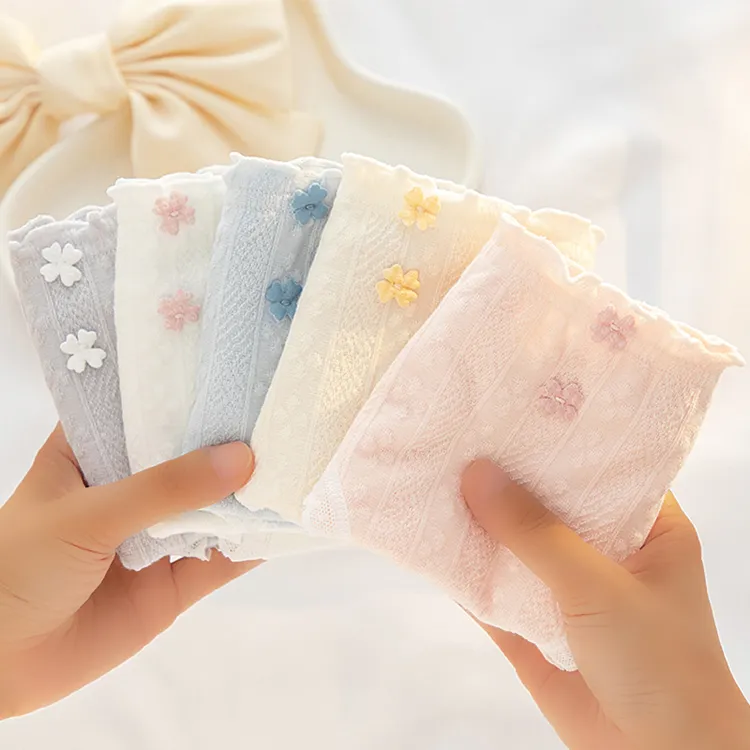 5条装85-140斤A类婴儿棉提花内裤女透气纯棉裆中腰可爱女款学生裤