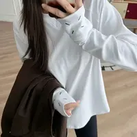 【特价微瑕】新款刺绣打底开叉设计师款长袖T恤