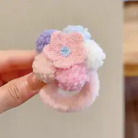 B-1307（满10米飞）  td 毛绒彩色花朵毛圈头绳儿童马尾发绳发圈