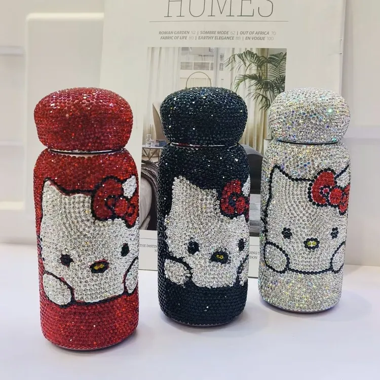 新款推荐高级感礼物可爱KT猫卡通奢华网红可爱保温杯高颜值镶满钻