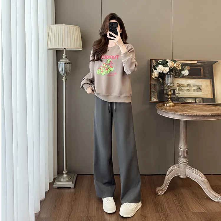 欧货时尚韩版宽松休闲运动套装女网红炸街爆款圆领卫衣阔腿裤潮