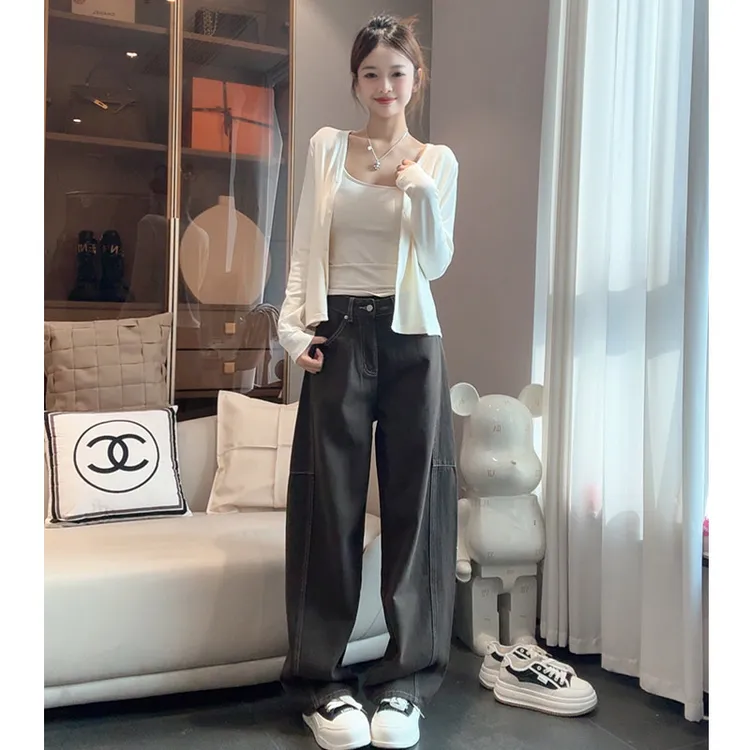 弯刀裤女款早秋阔腿2025新款高腰显瘦宽松时尚百搭休闲裤子