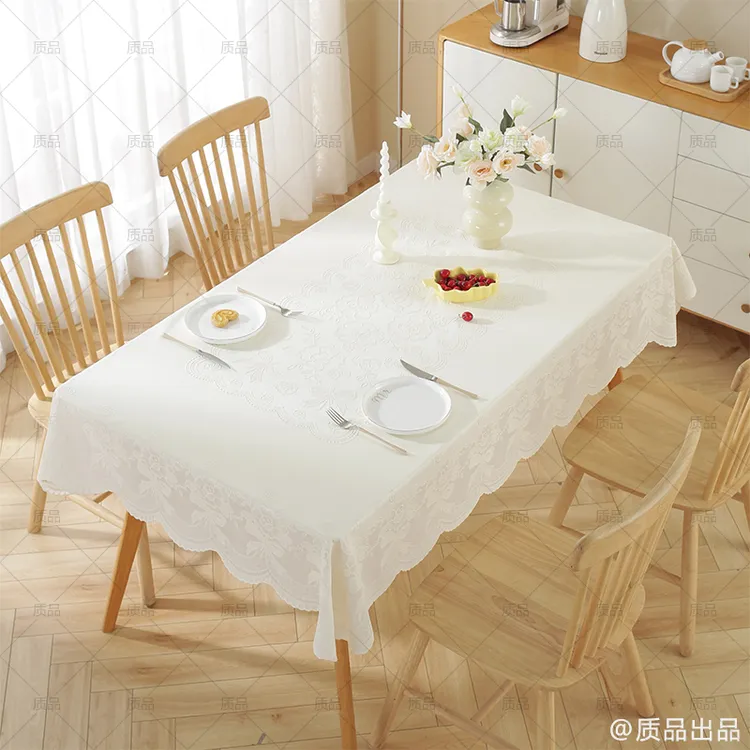 90*140米白色PVC材质素色清新淡雅防水防烫防尘免洗茶几餐桌布