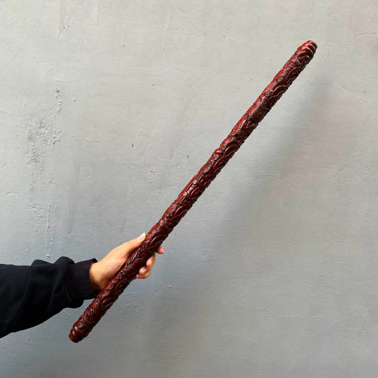 新款鱼跃龙门紫檀木整料雕刻盘玩棍健身棍户外防身盘龙棒家居摆件