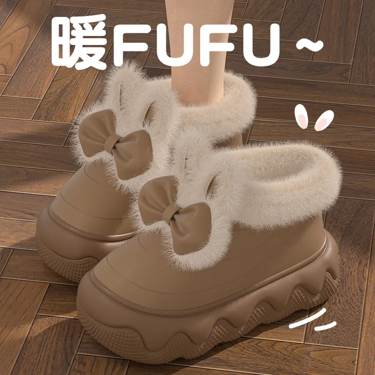 包跟防水棉拖鞋女士冬季2025新款加绒保暖棉鞋厚底防滑外穿雪地靴