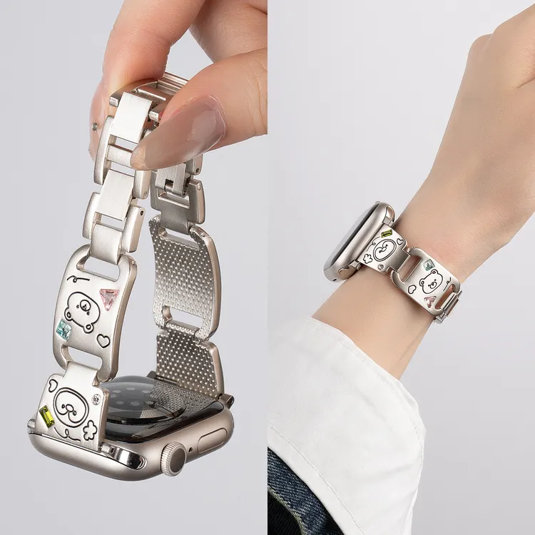 适用iwatch苹果s10手表表带Applewatch9金属8链式se小香风7表带夏