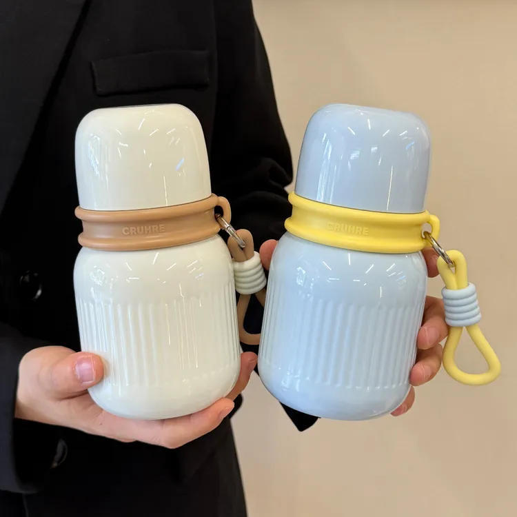 简约保温杯带盖女生高颜值带滤网泡茶杯316不锈钢学生便携双饮杯