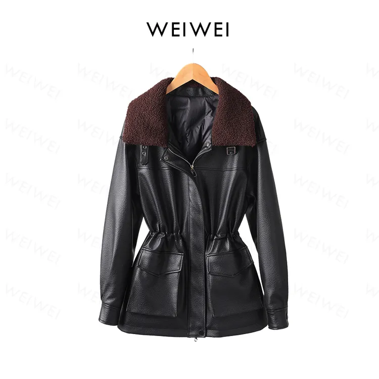 【特价】A677羽绒服真皮90%白鸭绒皮衣女翻领宽松型冬季中长款收腰