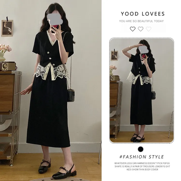 大码女装2025超火夏一整套胖mm时尚气质高级感衬衫半身裙两件套装