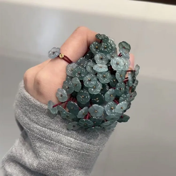 铜合金戒指 有钱花红绳编织戒指女新中式小饰品小众百搭精致高级