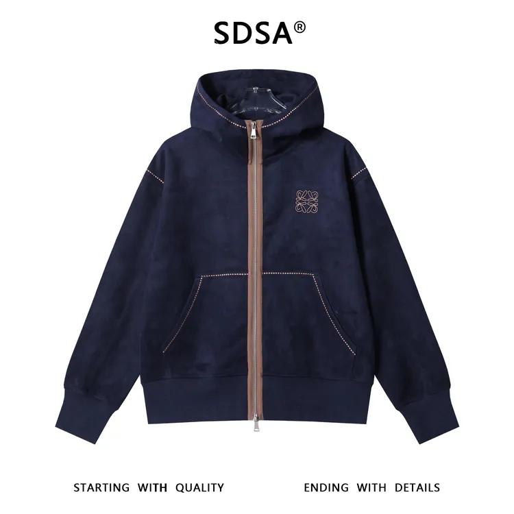 SDSA男士秋冬新款痞帅男装潮牌撞色拉链立领连帽卫衣百搭开衫外套