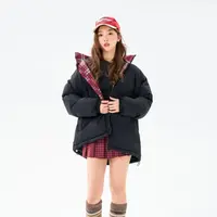 美式格子立领棉服女2025年新款宽松韩版高中学生情侣大码外套935