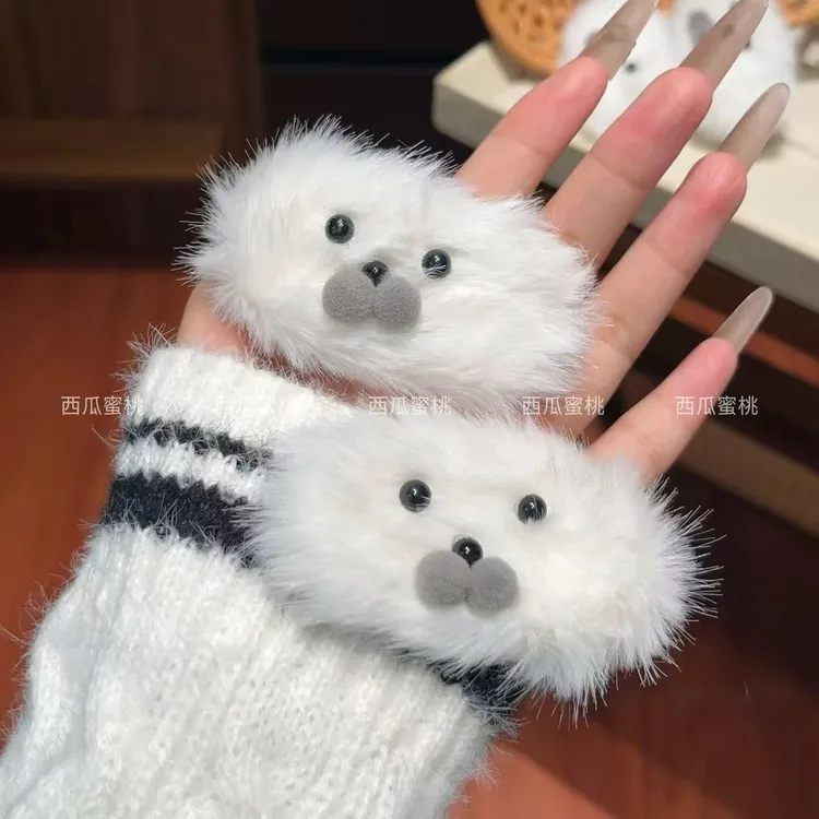 可爱毛绒海豹发夹超萌简约少女发饰侧边鸭嘴夹碎发刘海发饰发卡新