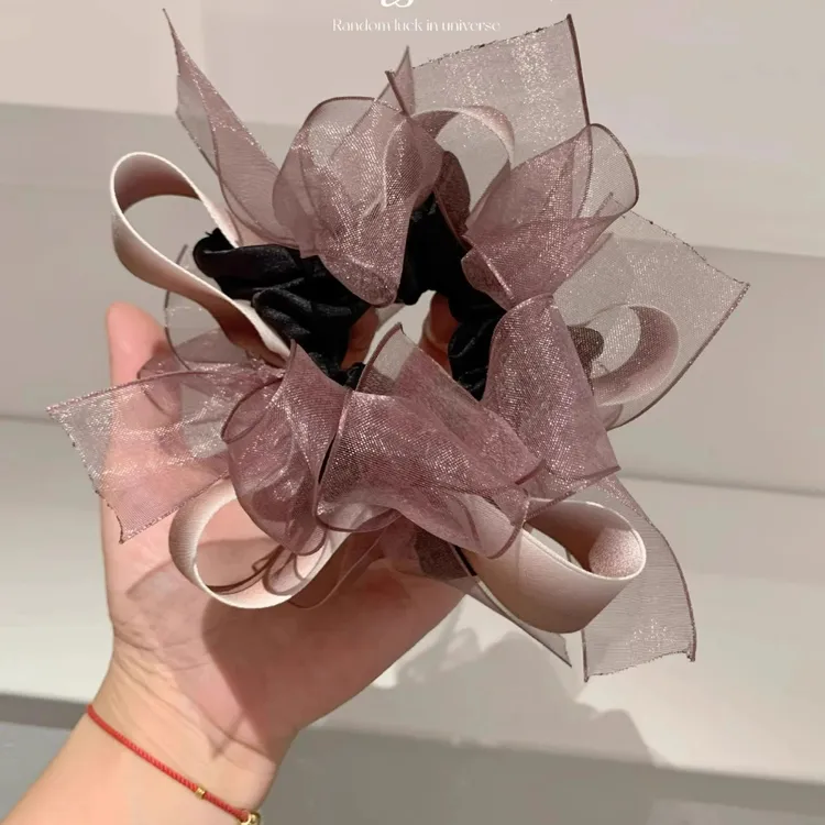 许我耀眼韩系气质高级感大肠发圈慵懒蝴蝶结缎面头绳时尚新款发绳