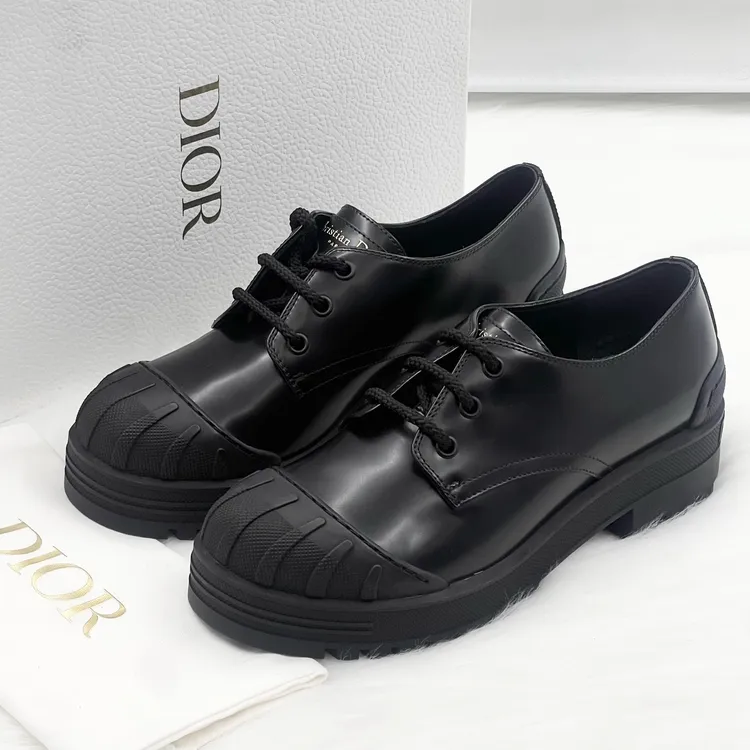 未使用 DIOR/迪奥 Diorlron 黑色德比鞋 37.5码 公价9k j1109