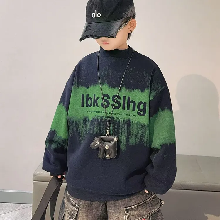 【加绒/不加绒】儿童休闲宽松男童卫衣加厚秋冬中大童套头长袖圆领