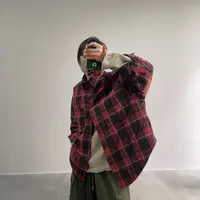 S066 复古洗水廓形格子棉衬衫舒适百搭宽松休闲街拍