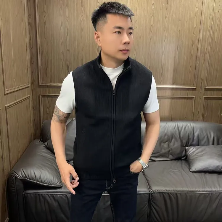 25秋冬58160男士商务休闲简约纯色针织立领拉链款针织马甲