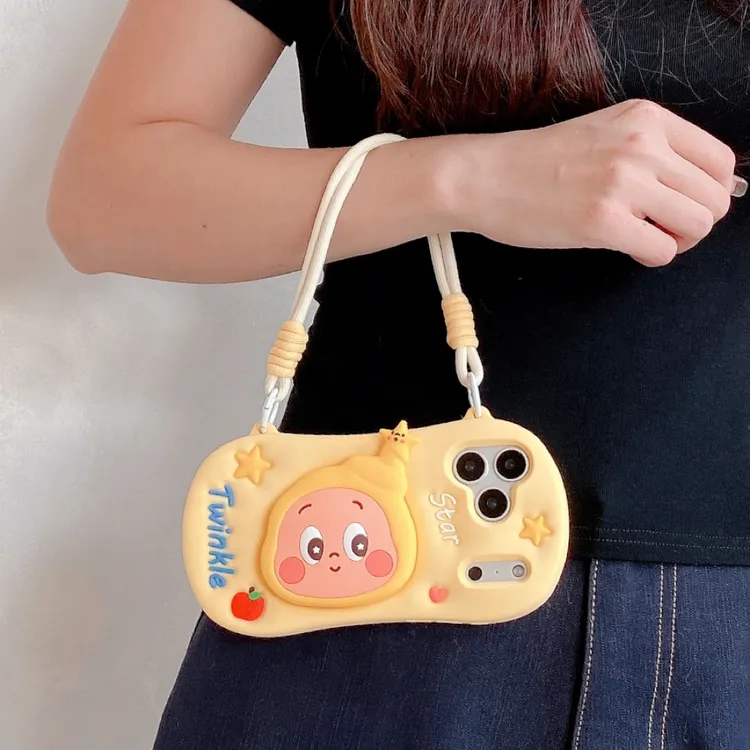 苹果|卡通星星人支架适用iPhone17可爱ins女款手提斜挎硅胶手机壳