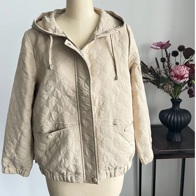【妙莱  象牙白连帽】秋冬洋气休闲棉衣棉服高级感单排扣保暖棉服