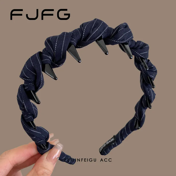 韩系简约条纹缠绕齿梳发箍女2025新款高颅顶压发头箍百搭洗脸发卡