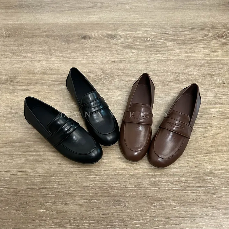 Dannyfrey英伦风经典透气乐福鞋平底一脚蹬百搭圆头单鞋1CM